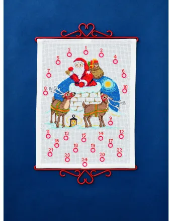 Permin Embroidery Kit Father Christmas in Chimney 32x42cm