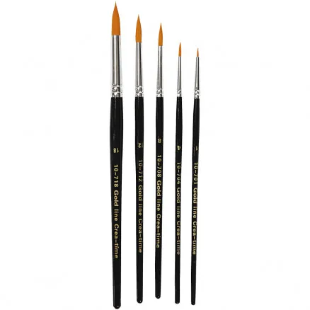 Gold Line Brushes, no. 1-18, W: 2-7 mm, round, 5 pcs.