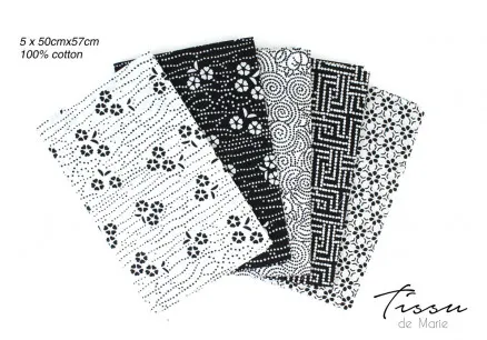 Tissu de Marie Fat Quarter White Wisdom 50x57cm - 5 pcs