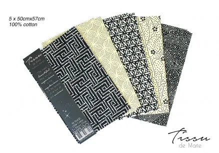 Tissu de Marie Fat Quarter Midnight 50x57cm - 5 pcs