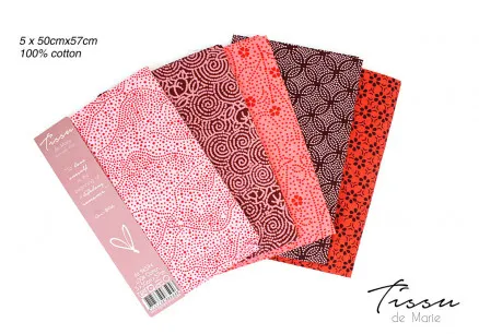 Tissu de Marie Fat Quarter Rose 50x57cm - 5 pcs