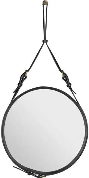 GUBI Adnet Wall Mirror Circular Black Leather Ø45 cm